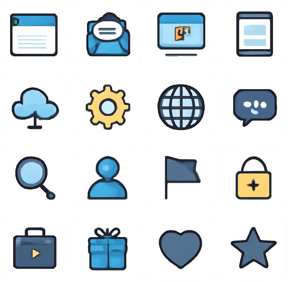 Generate Set Of Icons For Digital Platform Various Interface Icons, Technology Icons, Web Icons In A Modern Vector Art Style With A Flat Design Aesthetic (1)
